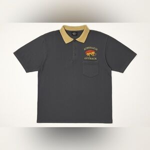 Vintage Australia Outback Polo Shirt Gray Kangaroo Embroidery Sz L Heavyweight